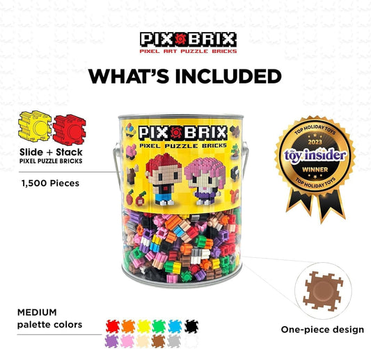 Pix Brix® Pixel-Master Bucket | 1500-Piece 2D & 3D STEM Building Set