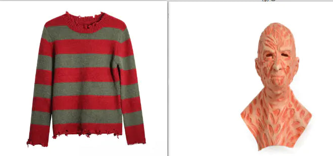 The Elm Street Nightmare | Freddy Krueger Costume Set (Sweater, Mask, Glove, Hat)