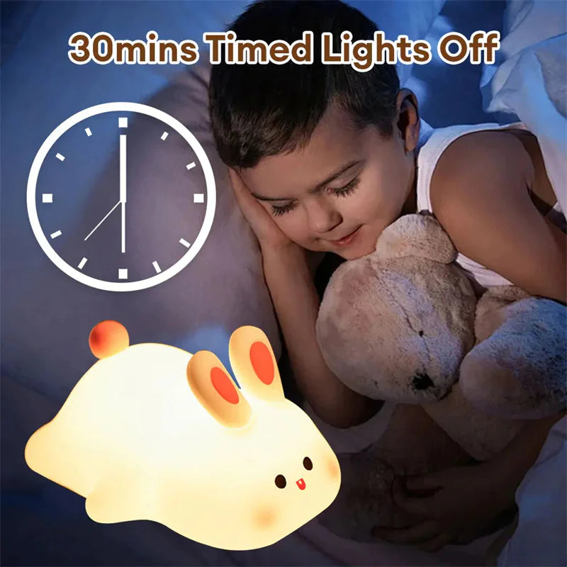 Blinky the Bunny Night Light | Soft Silicone Lamp with Tap Control
