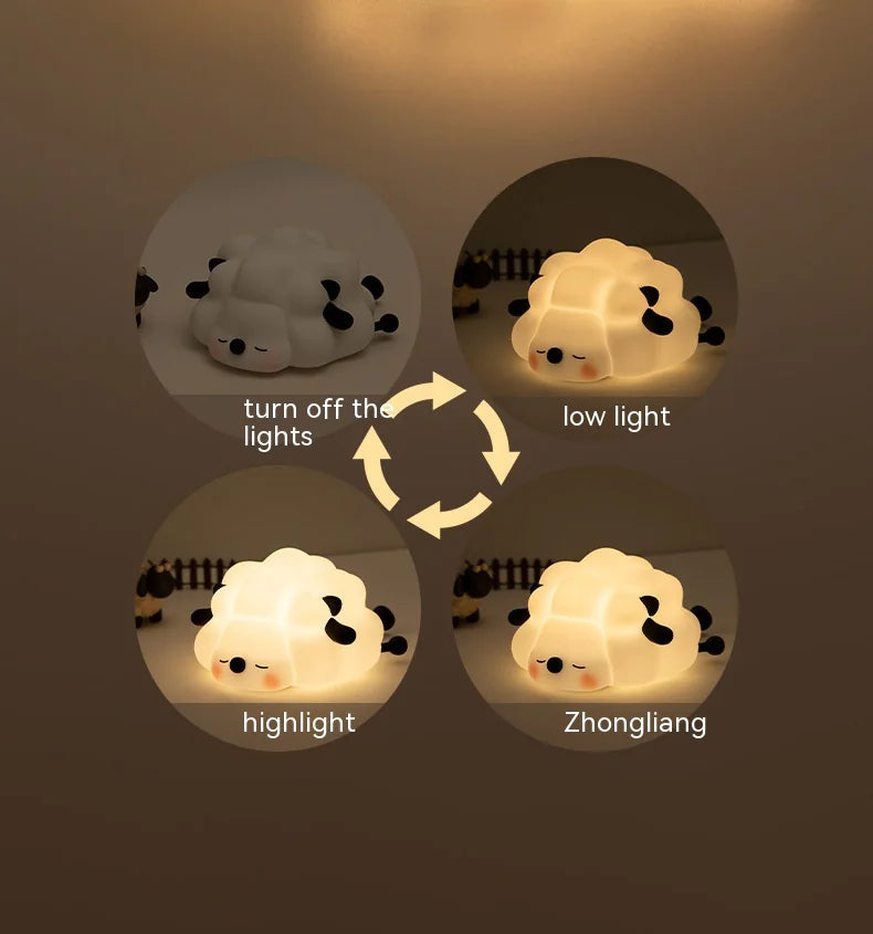 Lumi the Sleepy Sheep Night Light | Dimmable & Rechargeable Silicone Lamp