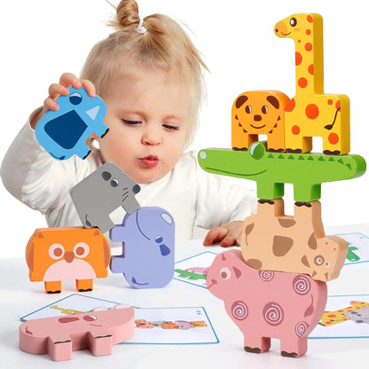 The Uyogos™ Animal-Stacker | 10-Piece Montessori Wooden Balance & Puzzle Set