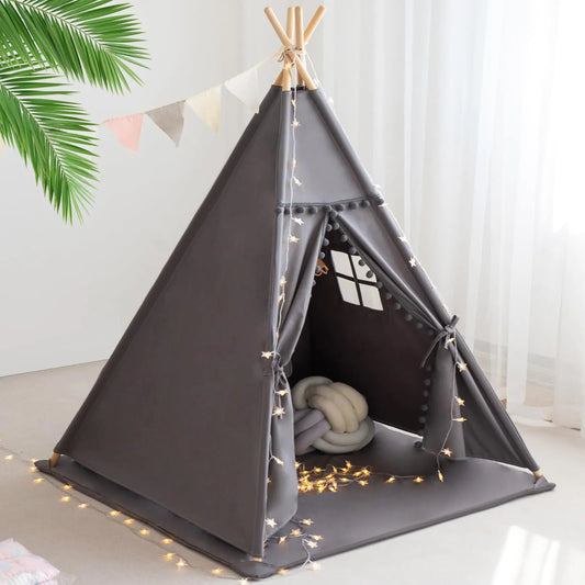 The RONGFA Nordic Retreat | Premium 100% Cotton Canvas Teepee with Padded Mat & Lights