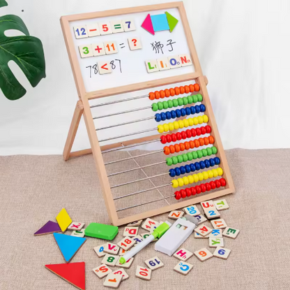 The Montessori-Mind Wooden Bead Board | Double-Sided Math & Pattern Puzzle