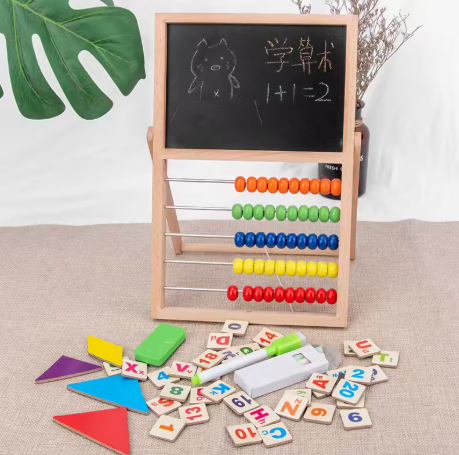 The Montessori-Mind Wooden Bead Board | Double-Sided Math & Pattern Puzzle