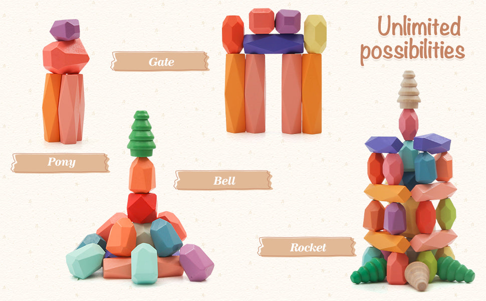 The Morandi-Stone™ | 48-Piece Deluxe Wooden Stacking & Balancing Set