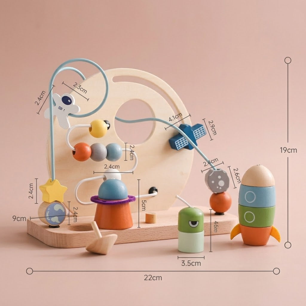 Space Theme Wooden Bead Maze Toy – The Orbit-Path Navigator, photo 4