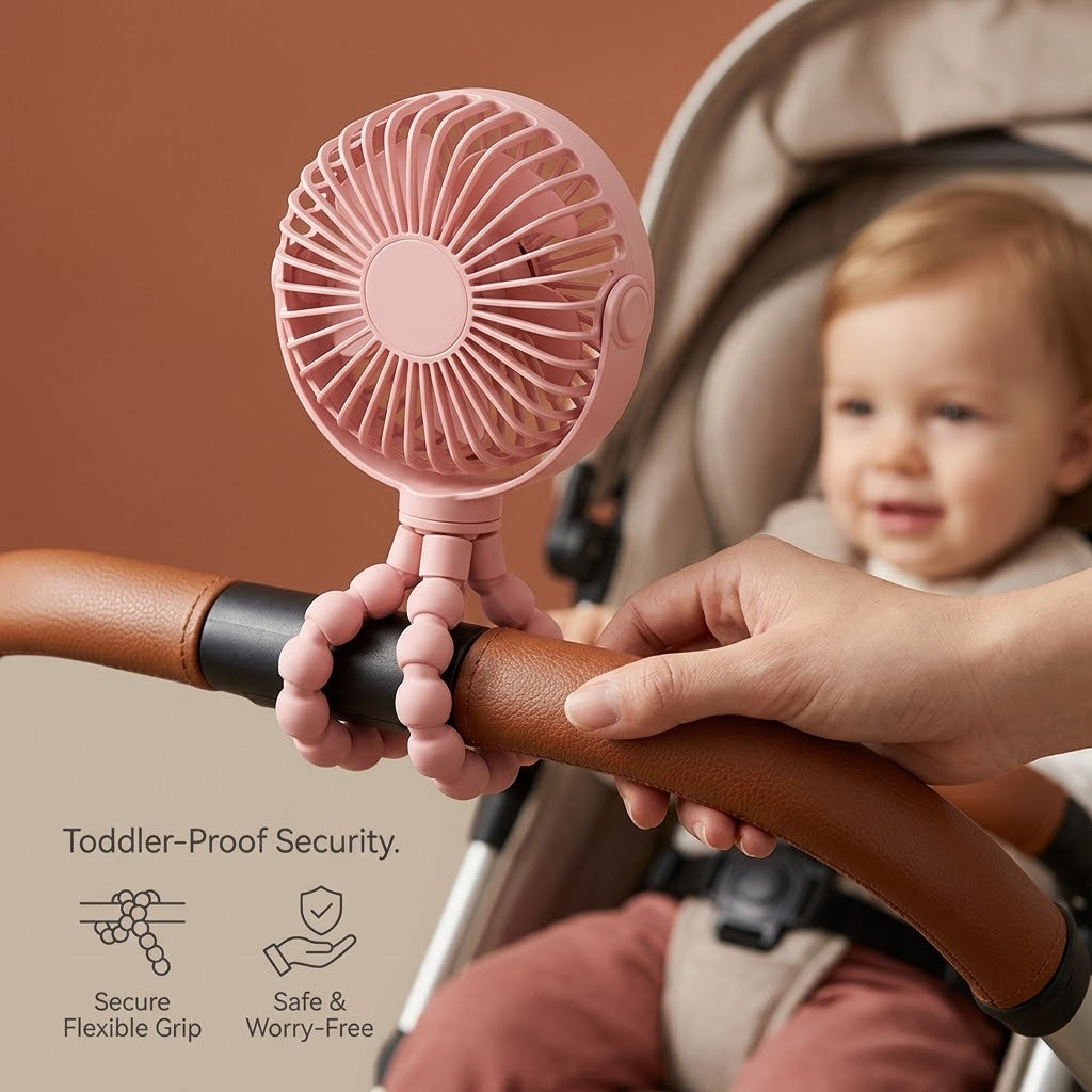 Flexible Stroller Fan 4000mAh, 4-Speed – The Octo-Breeze Pro, photo 5