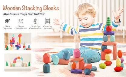The Morandi-Stone™ | 48-Piece Deluxe Wooden Stacking & Balancing Set