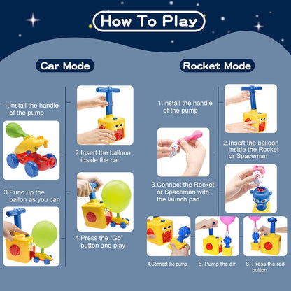 BAKAM™ Froggy-Force | 2-in-1 Balloon Launcher Car & Flying Rocket STEM Kit