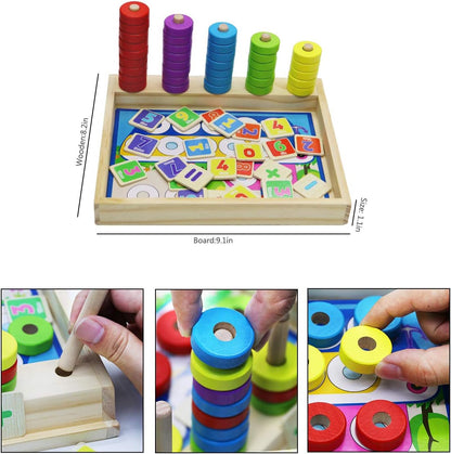 Lydaz™ Montessori Math Master | 5-in-1 Wooden Counting, Sorting & Number Puzzle