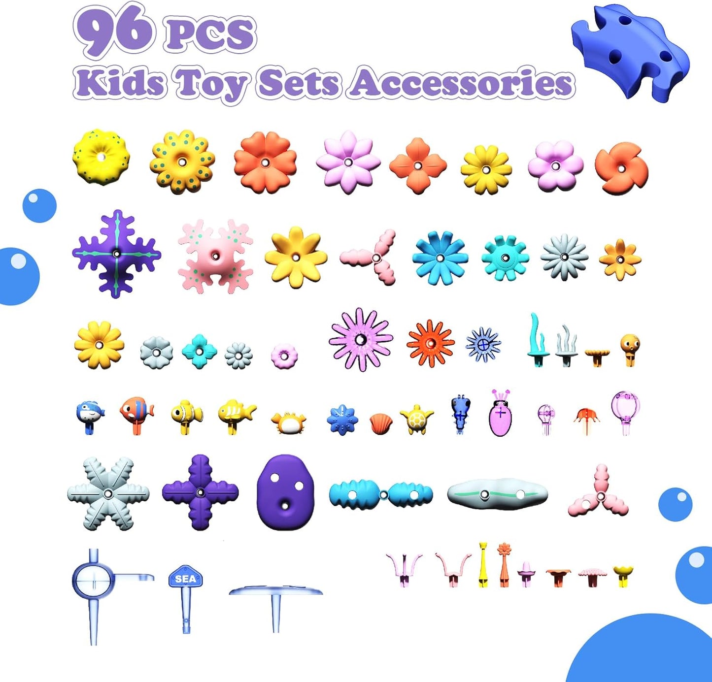 Wulumu™ Ocean Adventures | 96-Piece DIY Stacking & Building Set with Organizer Box