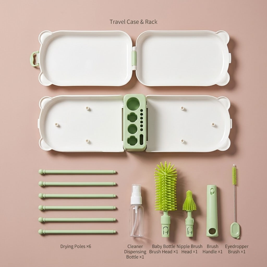 Silicone Baby Bottle Brush Set with Travel Case – The Pure-Sweep Kit, photo 3