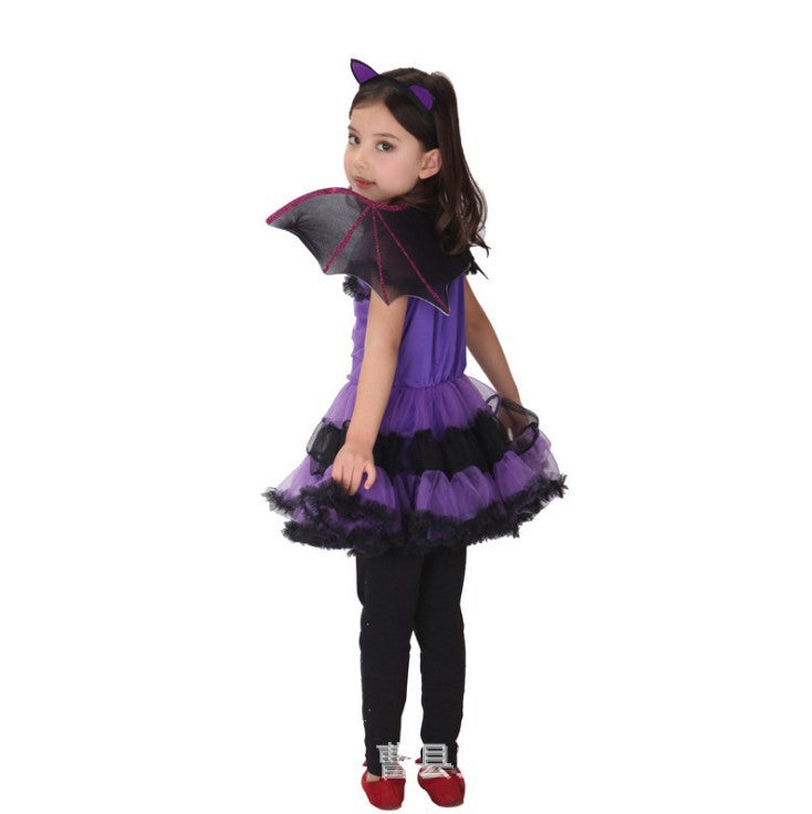 The Twilight Flier | Kids' Spooky Bat Costume Dress with Wings