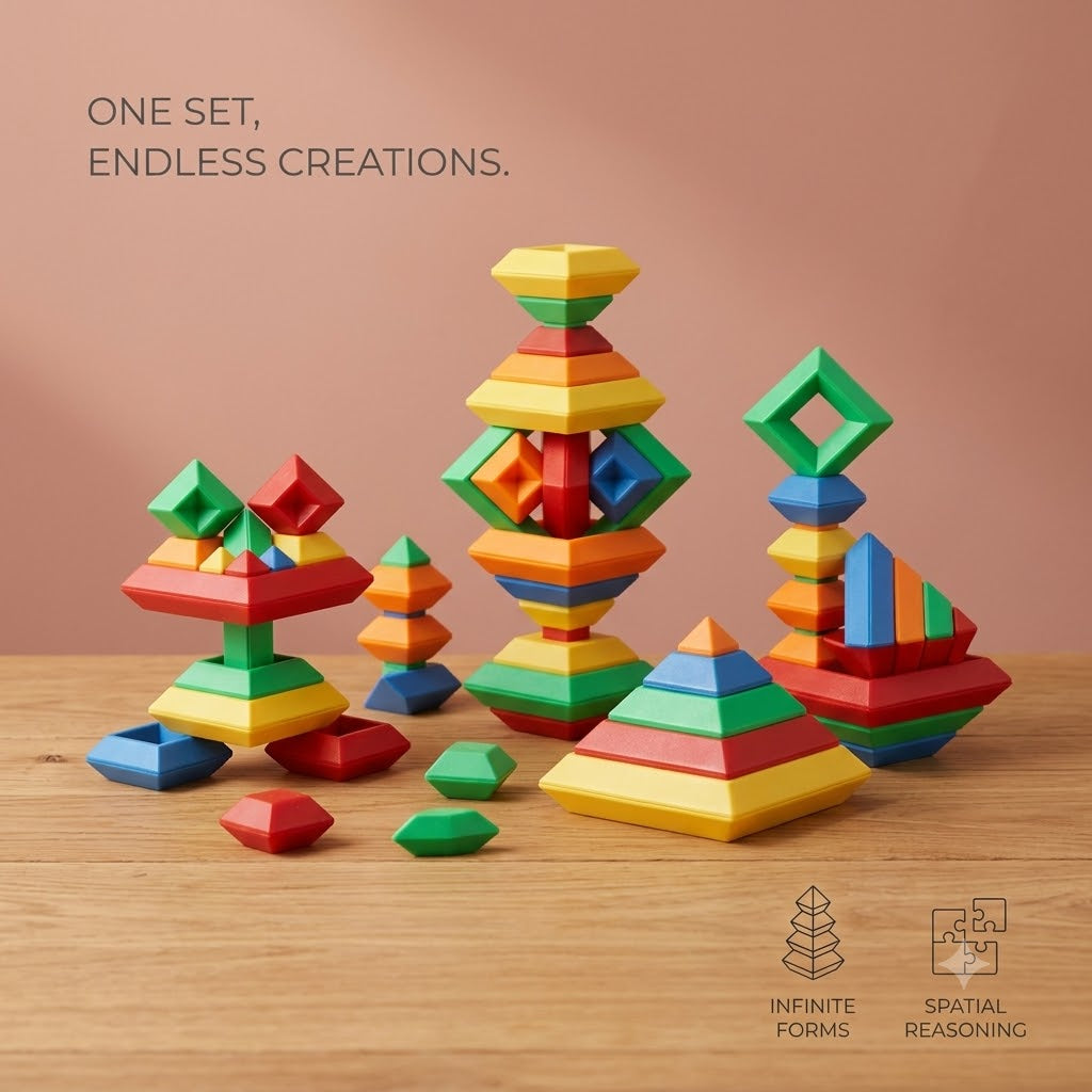 Rainbow Stacking Tower 60pc Montessori Set – The Chroma Spire, photo 3
