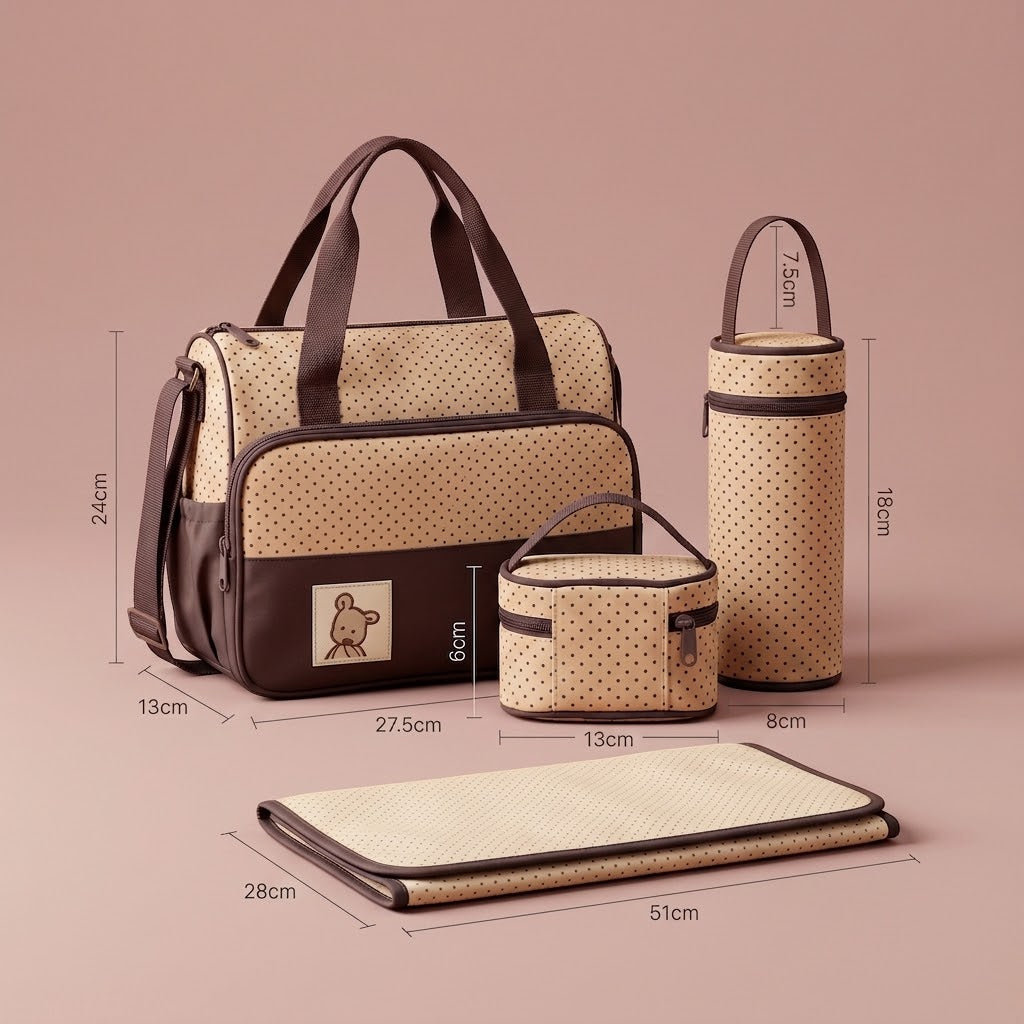 5-Piece Diaper Bag Set with Changing Pad – The Materna-Kit Ensemble, photo 4