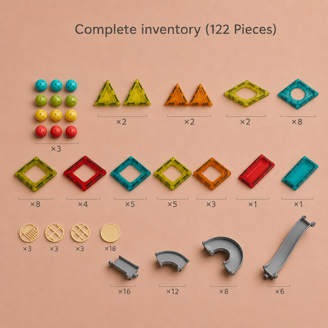 Magnetic Tiles with Race Track 82 & 122pc – The Magna-Rail Observatory, photo 3