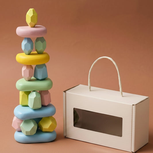 Wooden Stacking Stones Candy Macaron | The Zen-Pebble Collection