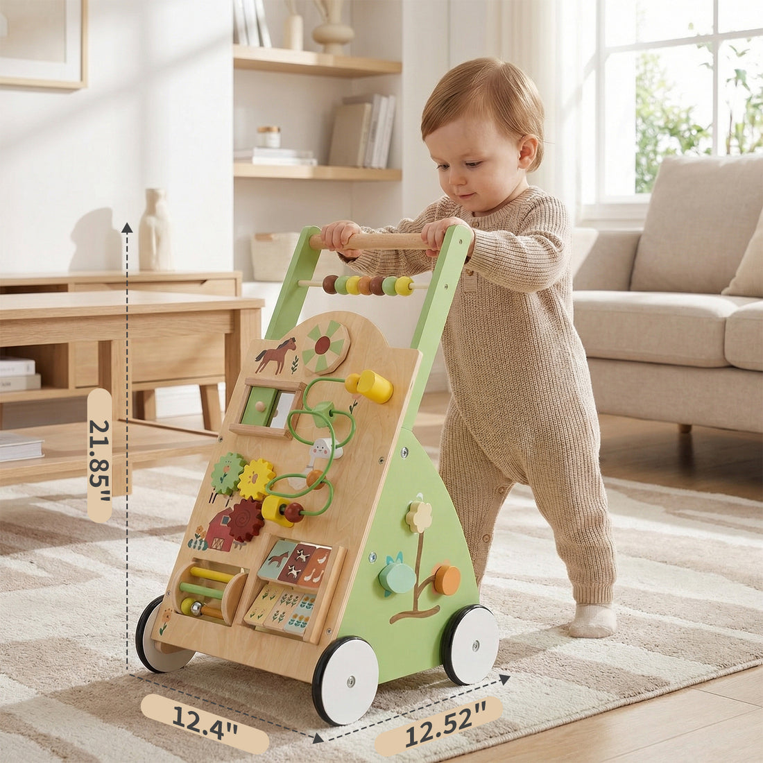 Wooden Baby Push Walker, Montessori – The First-Stride Atelier, photo 3