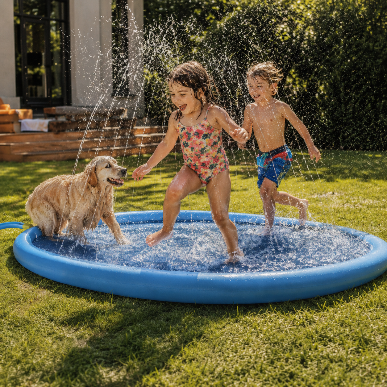 Splash Pad for Kids & Dogs Non-Slip | The Hydro-Haven Oasis