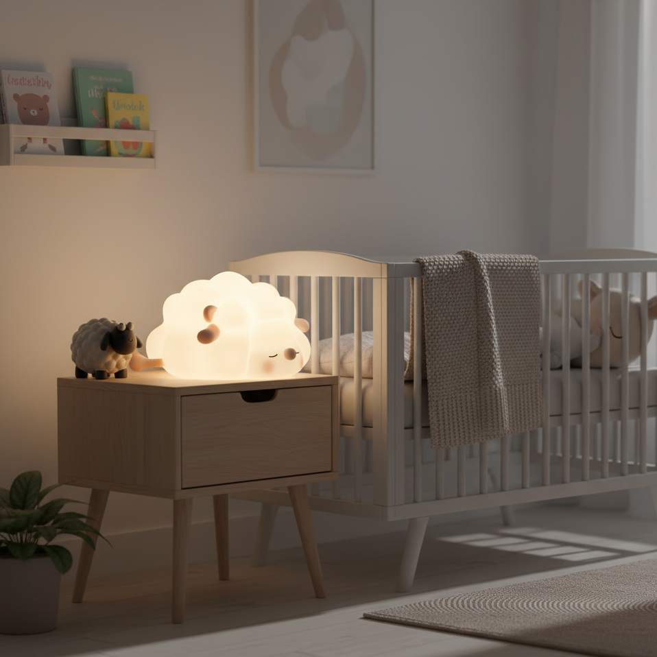 Lumi the Sleepy Sheep Night Light | Dimmable & Rechargeable Silicone Lamp