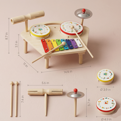 Kids Drum Set 7-in-1 Montessori | The Sonic-Symmetry