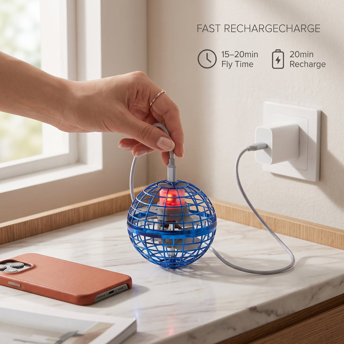 LED Flying Orb Hover Ball Boomerang Toy – The Aero-Sphere Spinner, photo 9