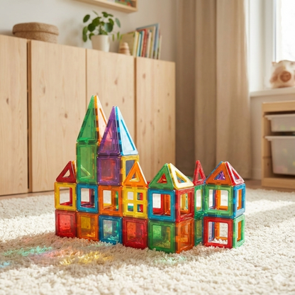 The Titan-Grip™ 40-Piece Magnetic Tiles | Upgraded Strong-Magnet STEM Starter Set