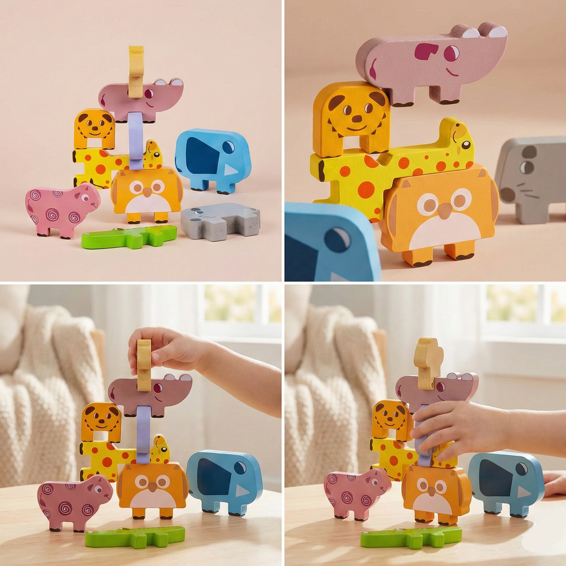 Wooden Animal Stacking Blocks 10pc – The FaunaStack, photo 3