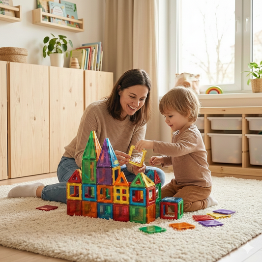 The Titan-Grip™ 40-Piece Magnetic Tiles | Upgraded Strong-Magnet STEM Starter Set