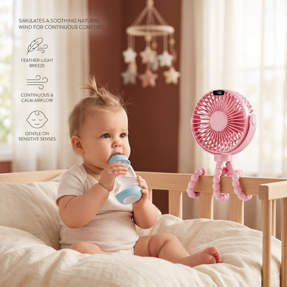Flexible Stroller Fan 4000mAh, 4-Speed – The Octo-Breeze Pro, photo 3