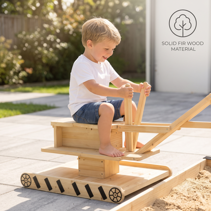 Wooden Sandbox with Excavator Digger 72in | The Terra-Forge Site