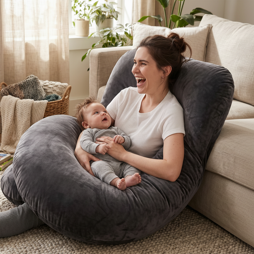 Pregnancy Pillow J-Shaped Full Body | The Materna-Cloud Luxe