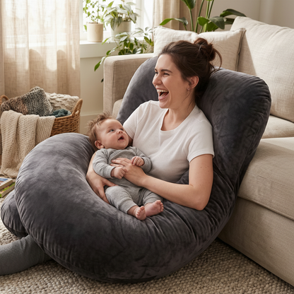 Pregnancy Pillow J-Shaped Full Body | The Materna-Cloud Luxe
