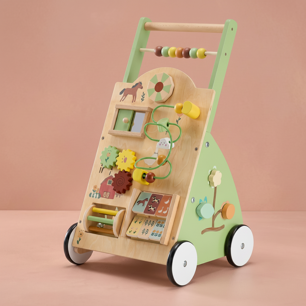 Wooden Baby Push Walker, Montessori – The First-Stride Atelier