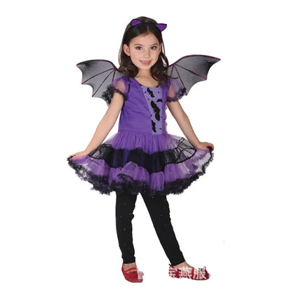 The Twilight Flier | Kids' Spooky Bat Costume Dress with Wings