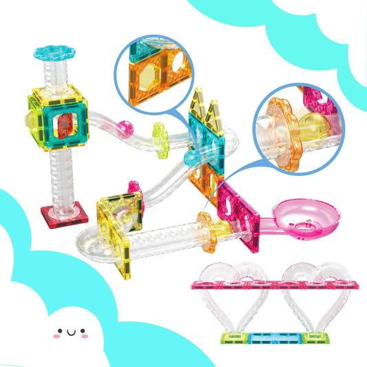 PicassoTiles PTMG100 Mini-Diamond | 100-Piece Magnetic Marble Run & STEM Race Track Set