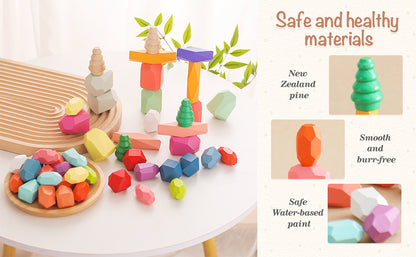 The Morandi-Stone™ | 48-Piece Deluxe Wooden Stacking & Balancing Set