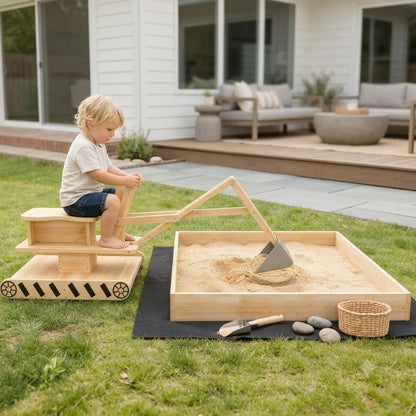 Wooden Sandbox with Excavator Digger 72in | The Terra-Forge Site