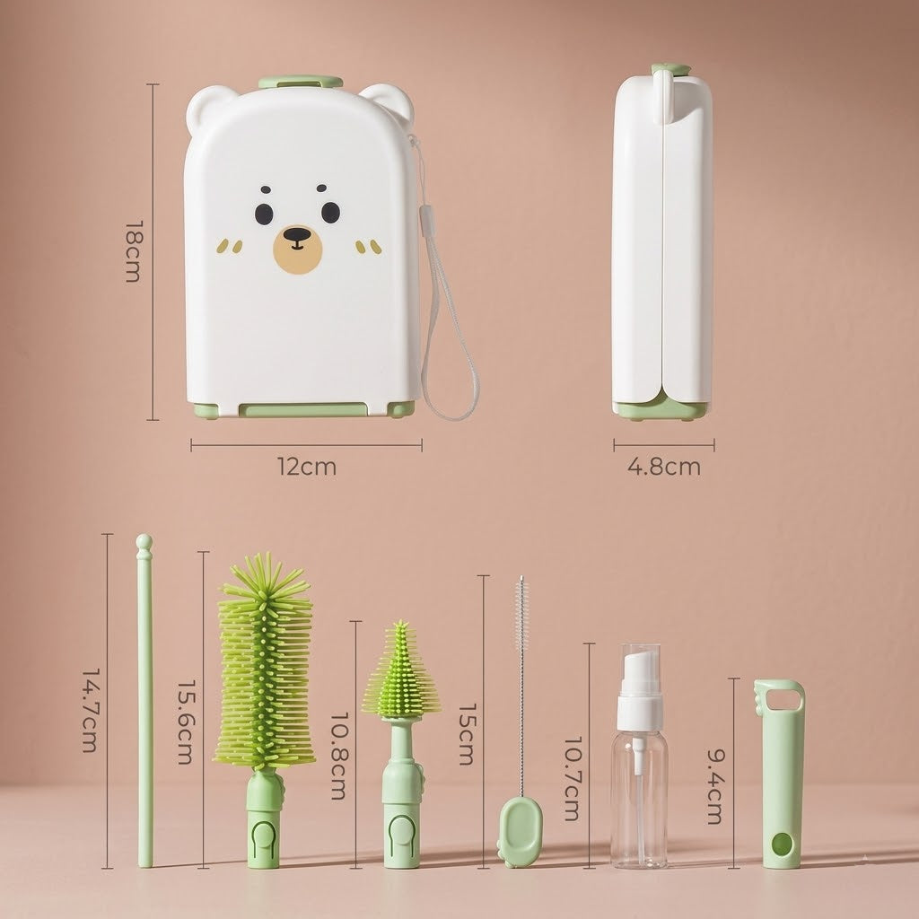 Silicone Baby Bottle Brush Set with Travel Case – The Pure-Sweep Kit, photo 8