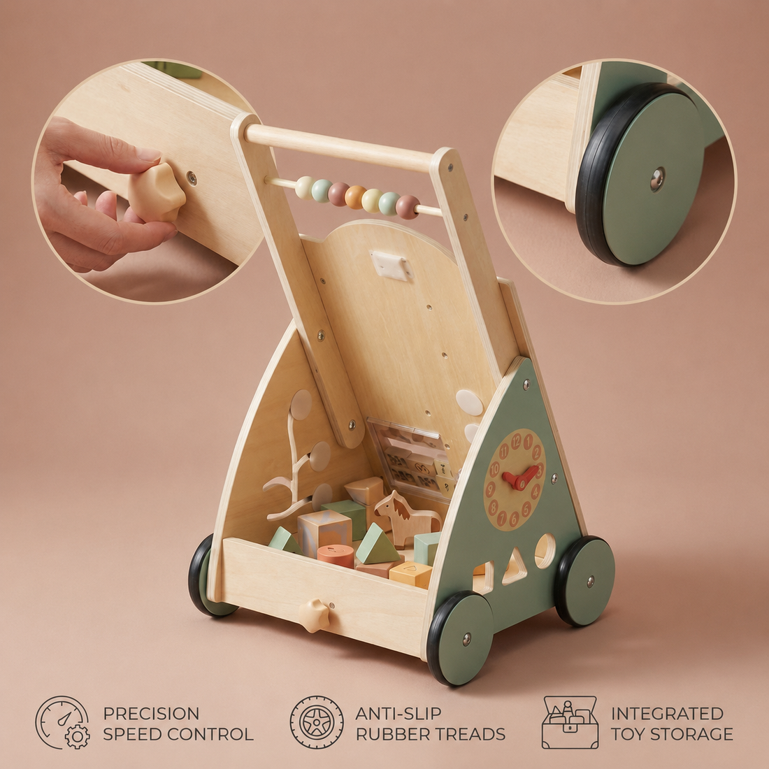 Wooden Baby Push Walker, Montessori – The First-Stride Atelier, photo 4