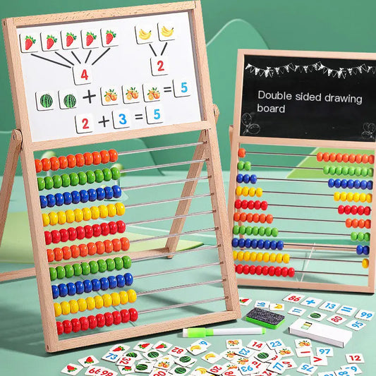 The Montessori-Mind Wooden Bead Board | Double-Sided Math & Pattern Puzzle
