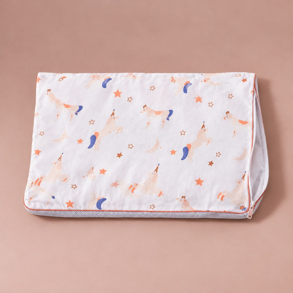 Star and moon print kids pillowcase on its own