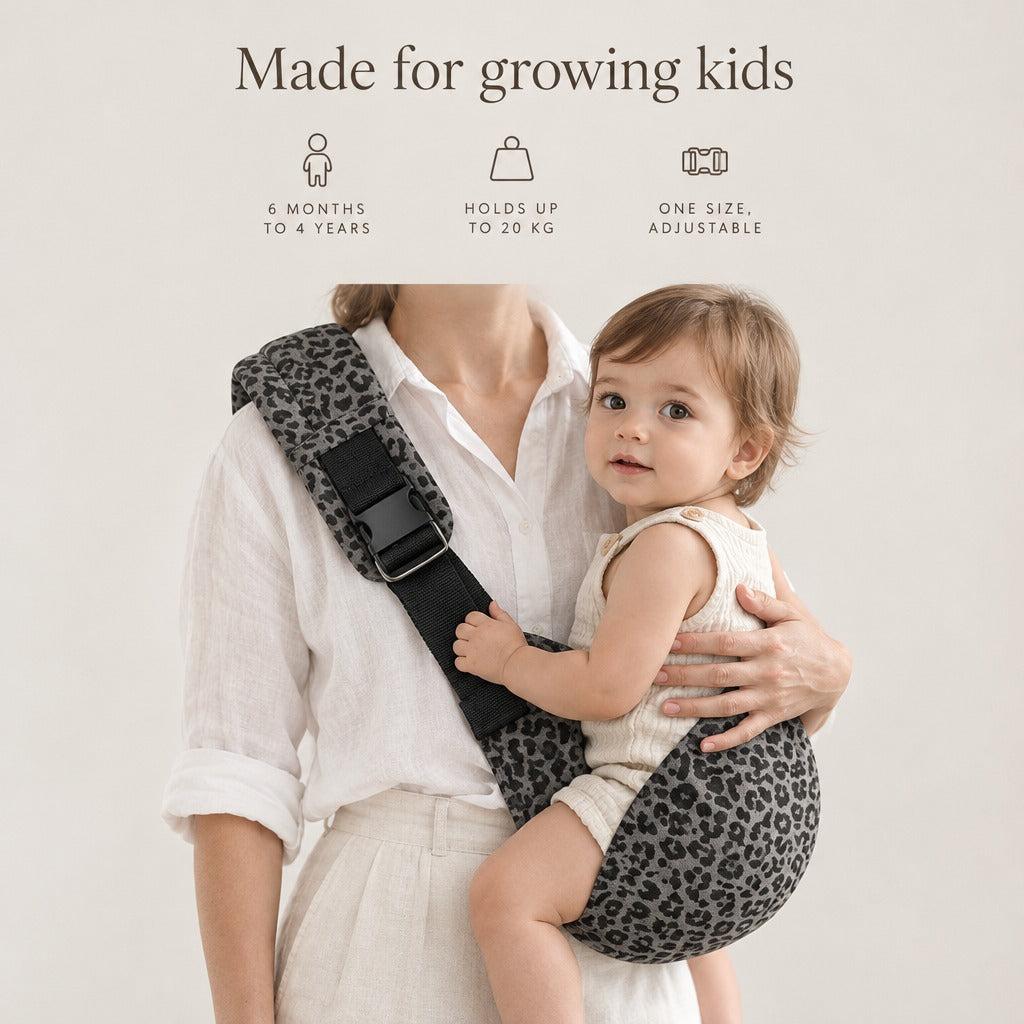 Hip sling for 6 months to 4 years, holds up to 20 kg, one size adjustable