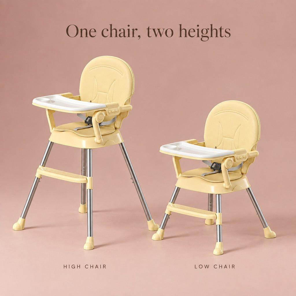 One chair, two heights: high chair and low chair forms