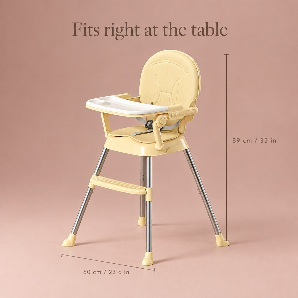 High chair dimensions: 89 cm high, 60 cm wide (35 x 23.6 in)