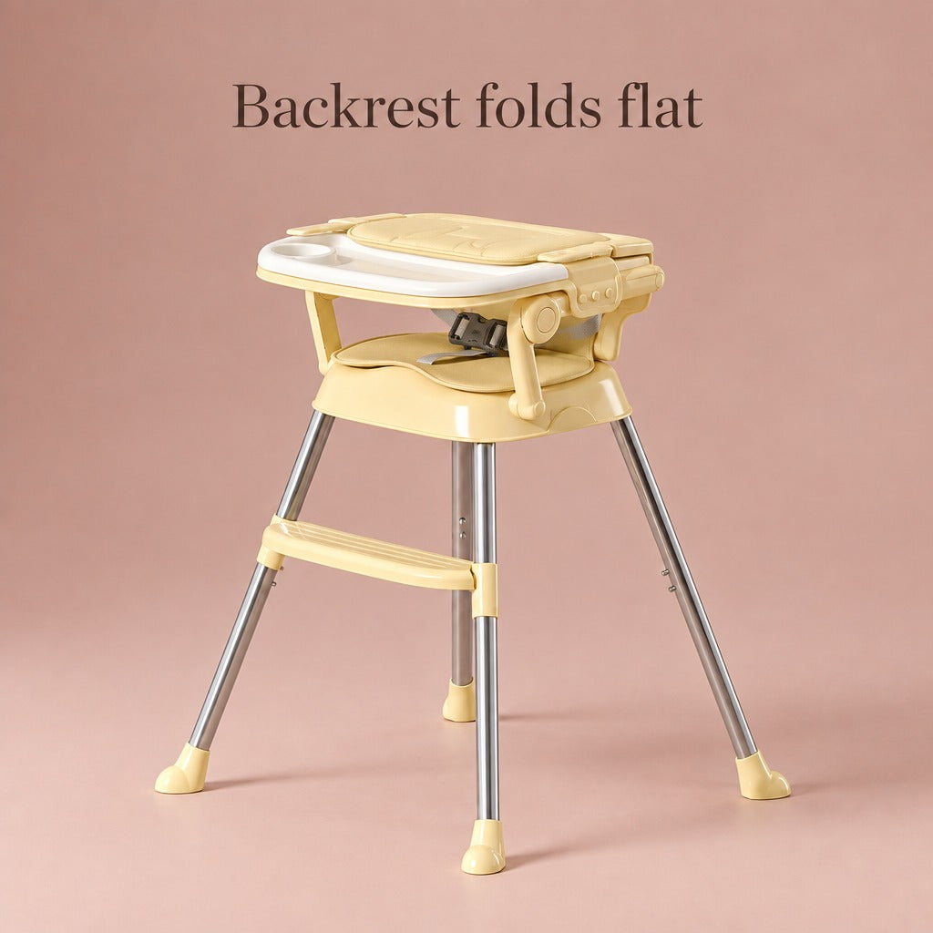 High chair with the backrest folded flat