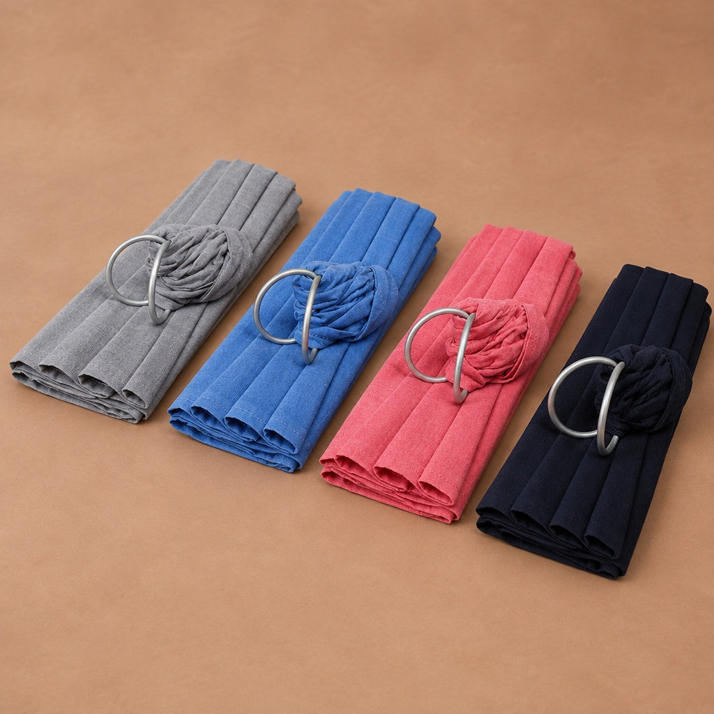 Baby ring sling in four colors: grey, blue, rose red and black