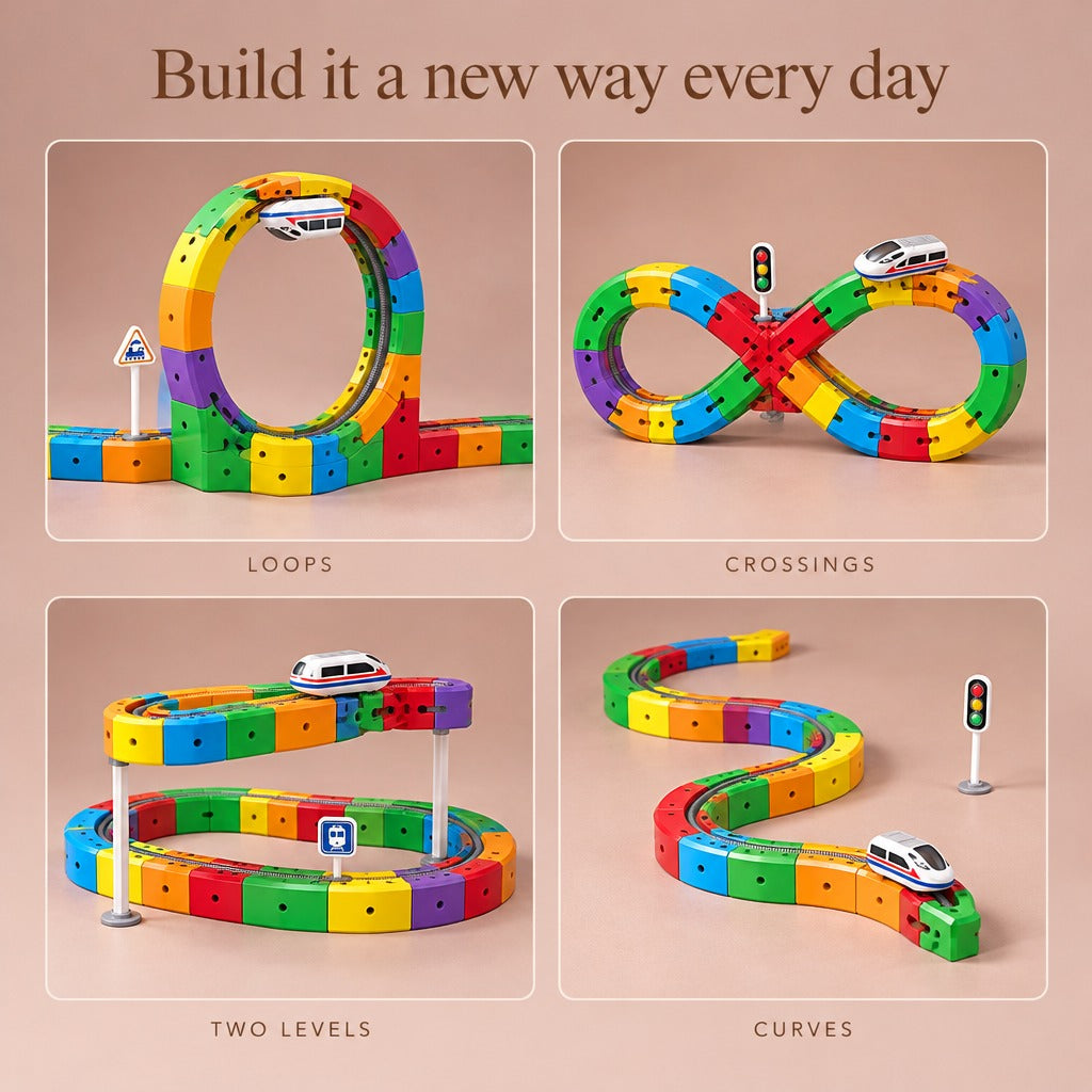 Build it a new way every day: loops, crossings, two levels and curves