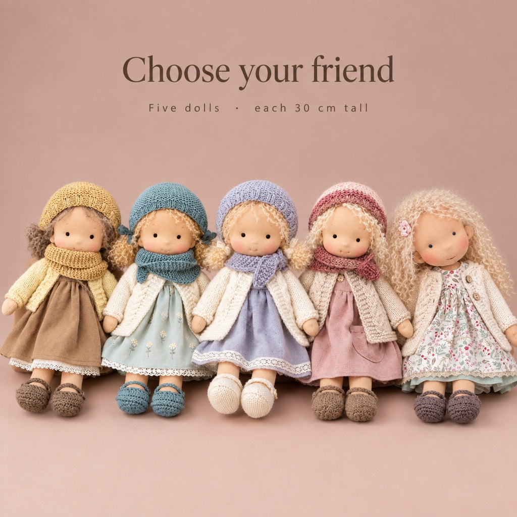 Choose your friend: all five styles of the Waldorf handmade plush doll
