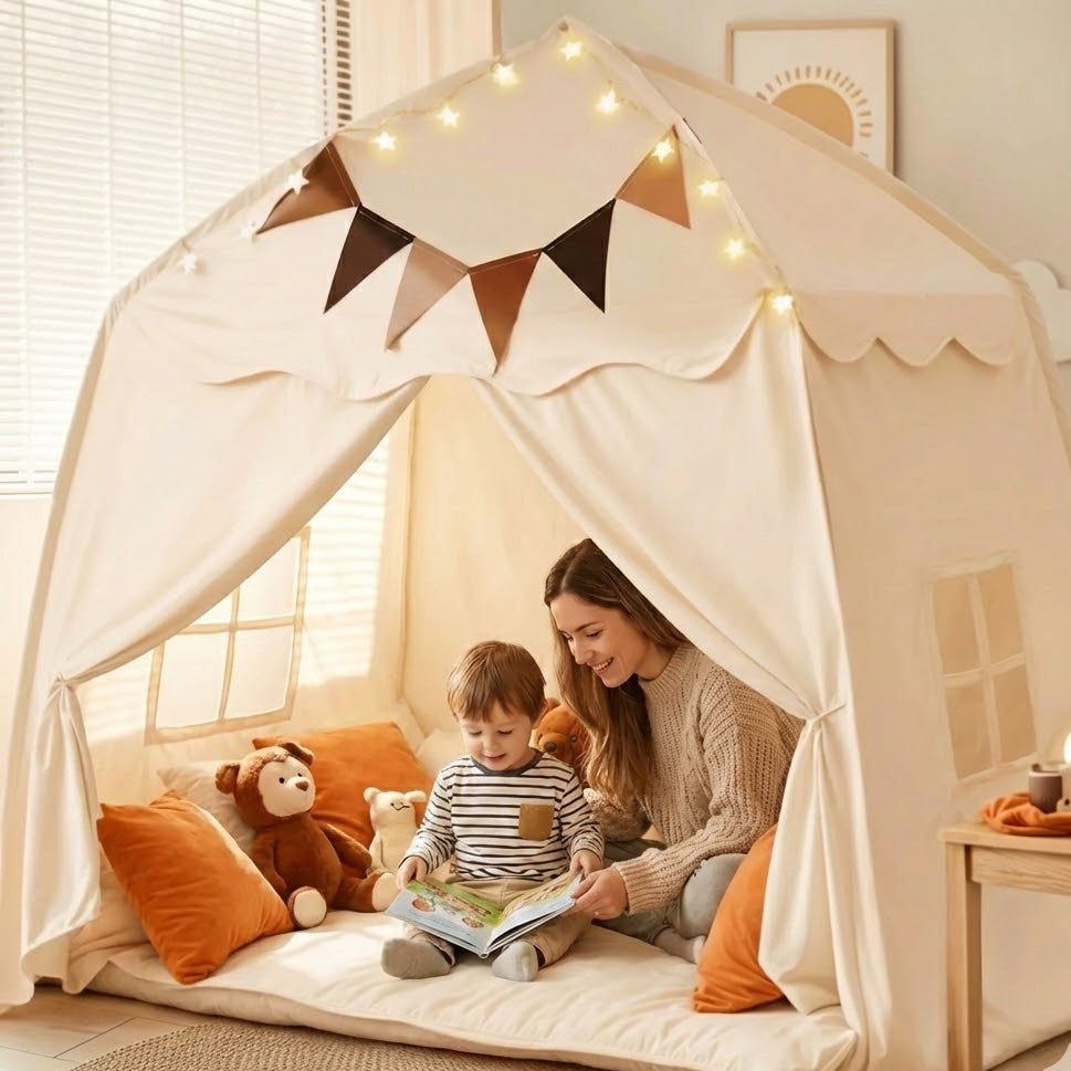 The DreamHaven Celestial Dome | Premium Extra-Large Kids Sanctuary with Star-Lights & Flags